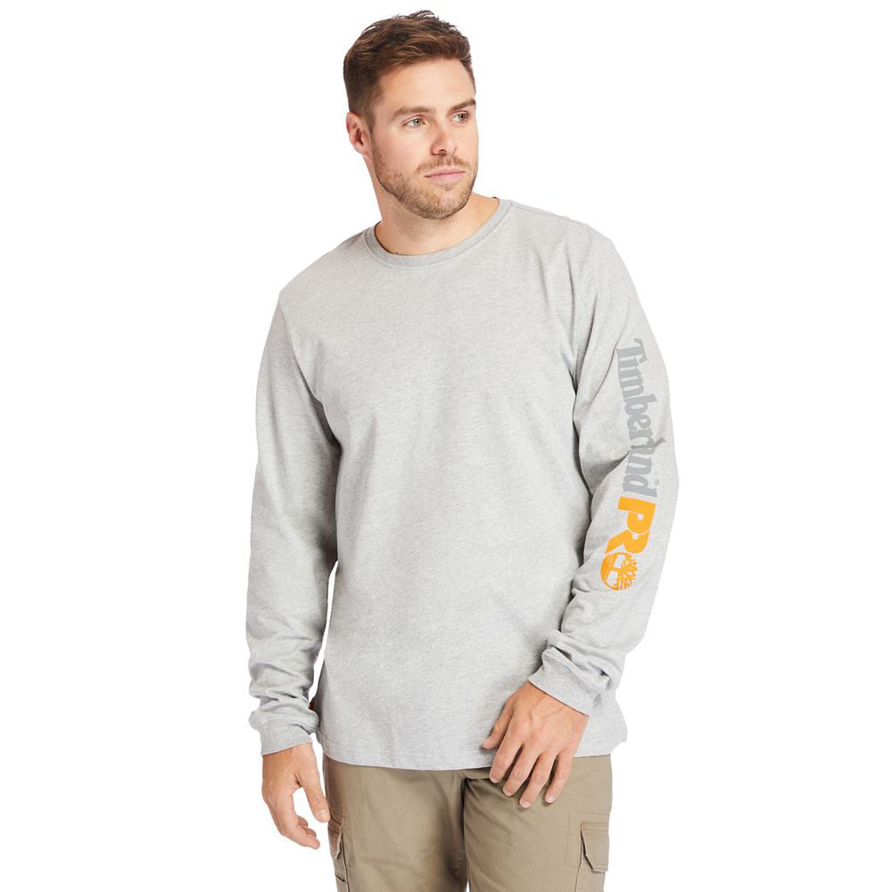 Tricouri Timberland Barbati Gri - Pro® Big & Tall Base Plate Long-Sleeve Wicking - Romania - HBYRPA1